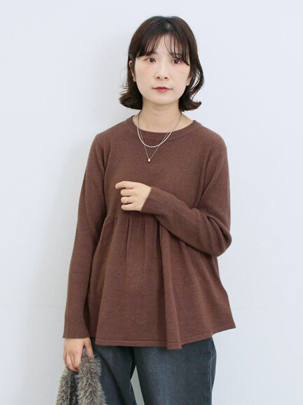 ◎ペプラムニットプルオーバー(ブラック/カーキ/TOPブラウン/TOPグレー)|Samansa Mos2 blue(サマンサモスモス ブルー)通販