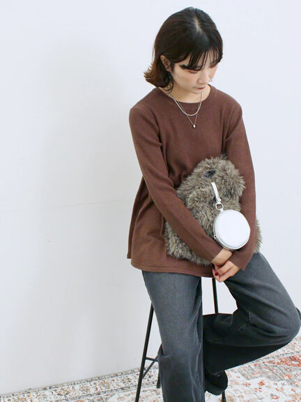 ◎ペプラムニットプルオーバー(ブラック/カーキ/TOPブラウン/TOPグレー)|Samansa Mos2 blue(サマンサモスモス ブルー)通販