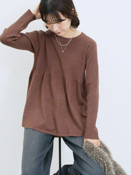 ◎ペプラムニットプルオーバー(ブラック/カーキ/TOPブラウン/TOPグレー)|Samansa Mos2 blue(サマンサモスモス ブルー)通販