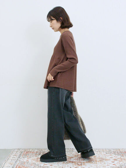 ◎ペプラムニットプルオーバー(ブラック/カーキ/TOPブラウン/TOPグレー)|Samansa Mos2 blue(サマンサモスモス ブルー)通販