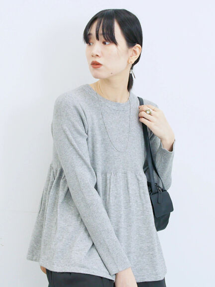 ◎ペプラムニットプルオーバー(ブラック/カーキ/TOPブラウン/TOPグレー)|Samansa Mos2 blue(サマンサモスモス ブルー)通販