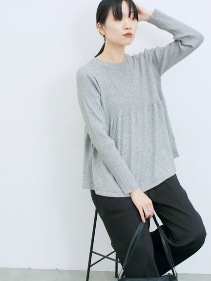 ◎ペプラムニットプルオーバー(ブラック/カーキ/TOPブラウン/TOPグレー)|Samansa Mos2 blue(サマンサモスモス ブルー)通販