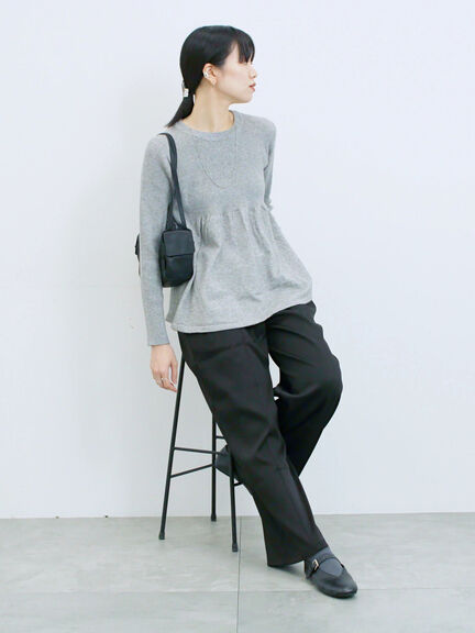 ◎ペプラムニットプルオーバー(ブラック/カーキ/TOPブラウン/TOPグレー)|Samansa Mos2 blue(サマンサモスモス ブルー)通販