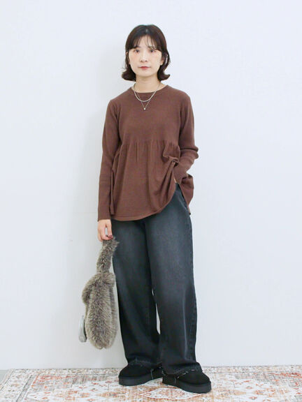 ◎ペプラムニットプルオーバー(ブラック/カーキ/TOPブラウン/TOPグレー)|Samansa Mos2 blue(サマンサモスモス ブルー)通販