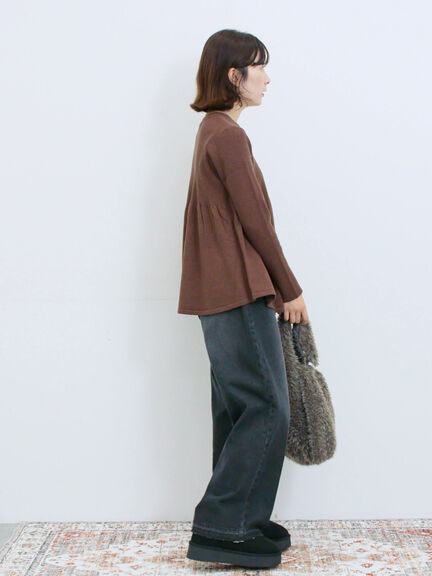 ◎ペプラムニットプルオーバー(ブラック/カーキ/TOPブラウン/TOPグレー)|Samansa Mos2 blue(サマンサモスモス ブルー)通販