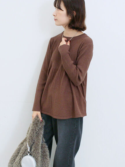 ◎ペプラムニットプルオーバー(ブラック/カーキ/TOPブラウン/TOPグレー)|Samansa Mos2 blue(サマンサモスモス ブルー)通販