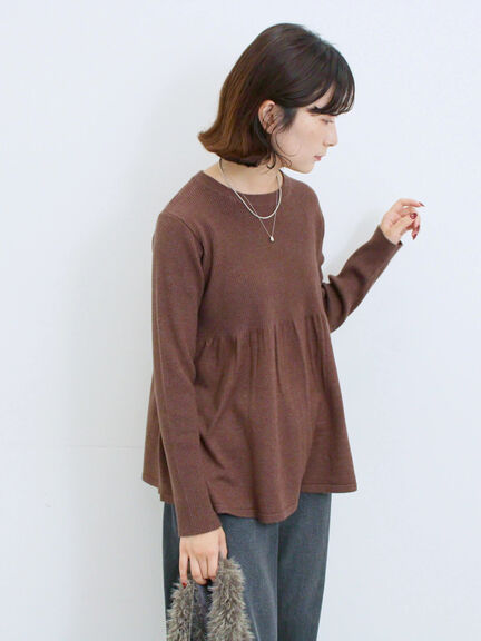 ◎ペプラムニットプルオーバー(ブラック/カーキ/TOPブラウン/TOPグレー)|Samansa Mos2 blue(サマンサモスモス ブルー)通販