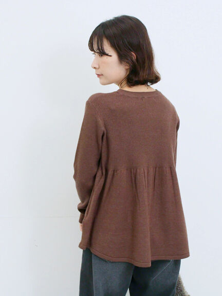 ◎ペプラムニットプルオーバー(ブラック/カーキ/TOPブラウン/TOPグレー)|Samansa Mos2 blue(サマンサモスモス ブルー)通販