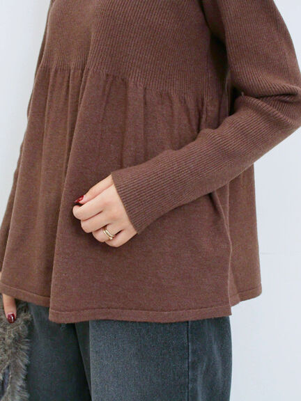 ◎ペプラムニットプルオーバー(ブラック/カーキ/TOPブラウン/TOPグレー)|Samansa Mos2 blue(サマンサモスモス ブルー)通販