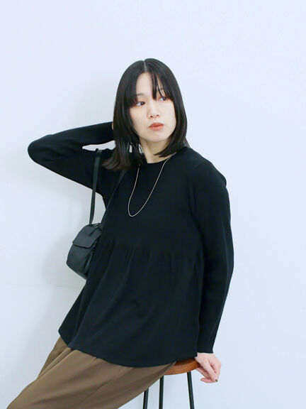 ◎ペプラムニットプルオーバー(ブラック/カーキ/TOPブラウン/TOPグレー)|Samansa Mos2 blue(サマンサモスモス ブルー)通販