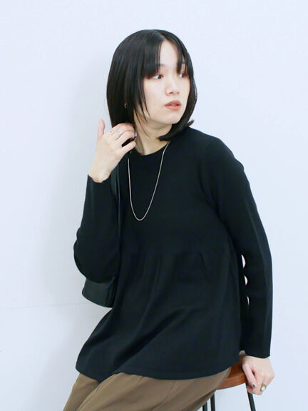 ◎ペプラムニットプルオーバー(ブラック/カーキ/TOPブラウン/TOPグレー)|Samansa Mos2 blue(サマンサモスモス ブルー)通販