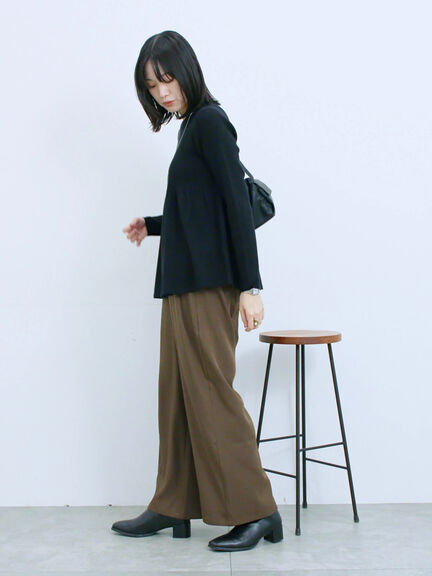 ◎ペプラムニットプルオーバー(ブラック/カーキ/TOPブラウン/TOPグレー)|Samansa Mos2 blue(サマンサモスモス ブルー)通販