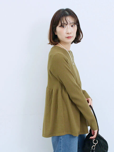 ◎ペプラムニットプルオーバー(ブラック/カーキ/TOPブラウン/TOPグレー)|Samansa Mos2 blue(サマンサモスモス ブルー)通販