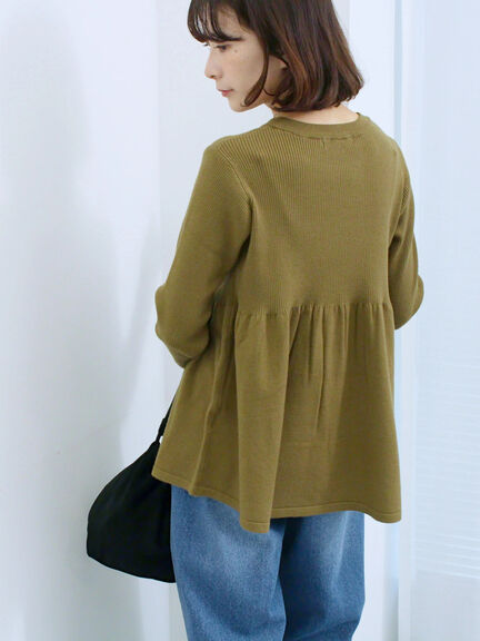 ◎ペプラムニットプルオーバー(ブラック/カーキ/TOPブラウン/TOPグレー)|Samansa Mos2 blue(サマンサモスモス ブルー)通販