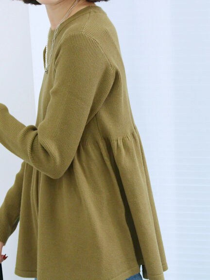 ◎ペプラムニットプルオーバー(ブラック/カーキ/TOPブラウン/TOPグレー)|Samansa Mos2 blue(サマンサモスモス ブルー)通販