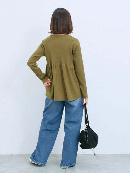 ◎ペプラムニットプルオーバー(ブラック/カーキ/TOPブラウン/TOPグレー)|Samansa Mos2 blue(サマンサモスモス ブルー)通販