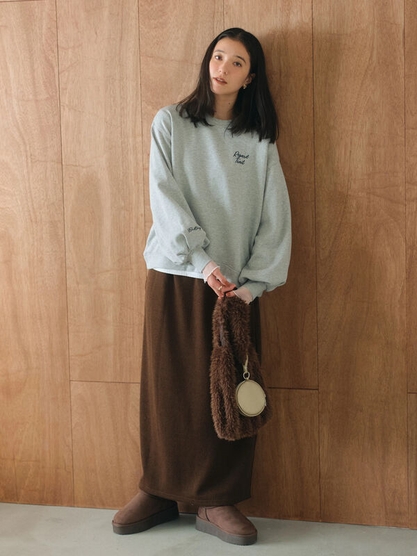 カットリブナロースカート(チャコールグレー/ブラック/ブラウン)|Samansa Mos2 blue(サマンサモスモス ブルー)通販