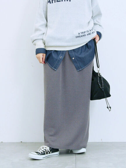 カットリブナロースカート(チャコールグレー/ブラック/ブラウン)|Samansa Mos2 blue(サマンサモスモス ブルー)通販