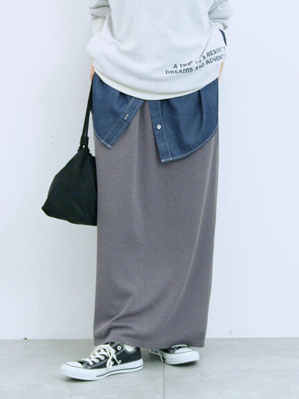 カットリブナロースカート(チャコールグレー/ブラック/ブラウン)|Samansa Mos2 blue(サマンサモスモス ブルー)通販