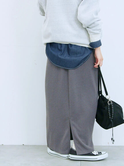 カットリブナロースカート(チャコールグレー/ブラック/ブラウン)|Samansa Mos2 blue(サマンサモスモス ブルー)通販