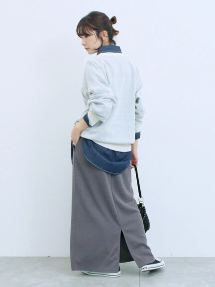 カットリブナロースカート(チャコールグレー/ブラック/ブラウン)|Samansa Mos2 blue(サマンサモスモス ブルー)通販