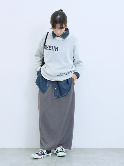 カットリブナロースカート(チャコールグレー/ブラック/ブラウン)|Samansa Mos2 blue(サマンサモスモス ブルー)通販