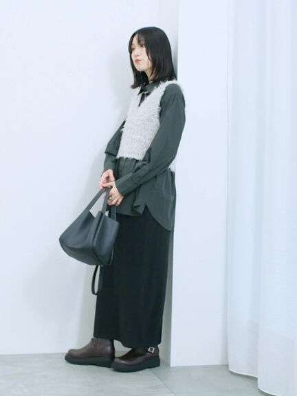 カットリブナロースカート(チャコールグレー/ブラック/ブラウン)|Samansa Mos2 blue(サマンサモスモス ブルー)通販