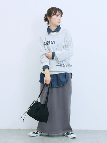 カットリブナロースカート(チャコールグレー/ブラック/ブラウン)|Samansa Mos2 blue(サマンサモスモス ブルー)通販