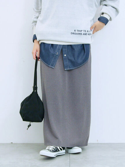 カットリブナロースカート(チャコールグレー/ブラック/ブラウン)|Samansa Mos2 blue(サマンサモスモス ブルー)通販