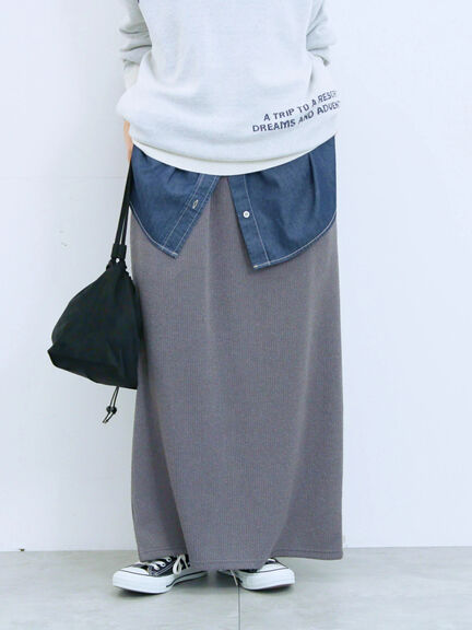 カットリブナロースカート(チャコールグレー/ブラック/ブラウン)|Samansa Mos2 blue(サマンサモスモス ブルー)通販