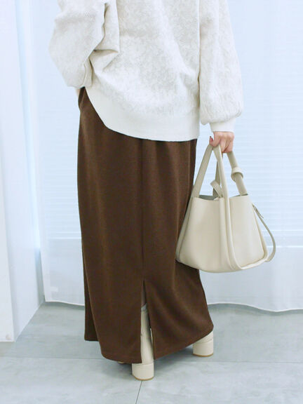 カットリブナロースカート(チャコールグレー/ブラック/ブラウン)|Samansa Mos2 blue(サマンサモスモス ブルー)通販