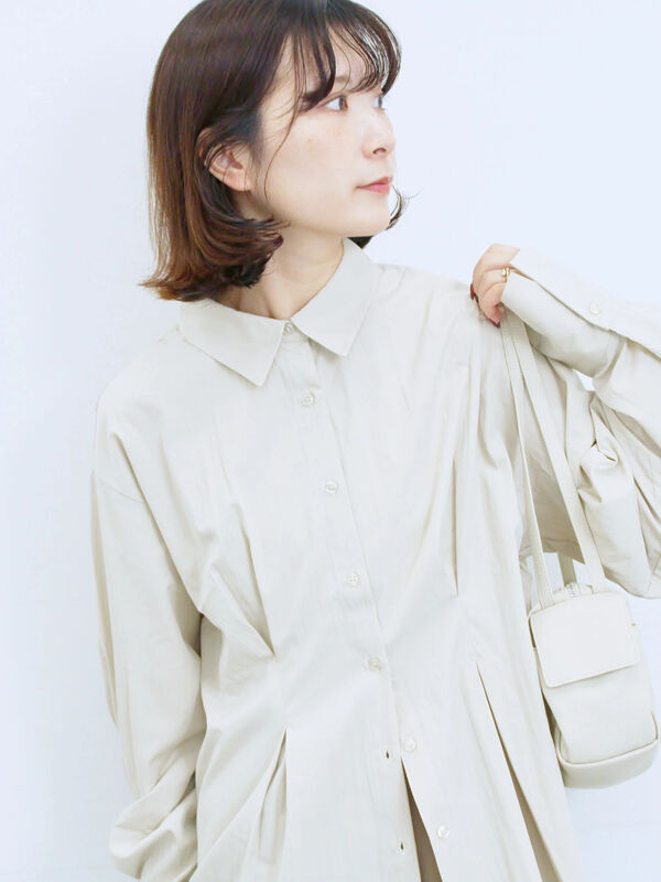 ◎マットサテンタックシャツ(ベージュ)|Samansa Mos2 blue(サマンサモスモス ブルー)通販