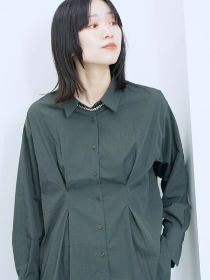 ◎マットサテンタックシャツ(チャコールグレー/ベージュ/ブラウン)|Samansa Mos2 blue(サマンサモスモス ブルー)通販