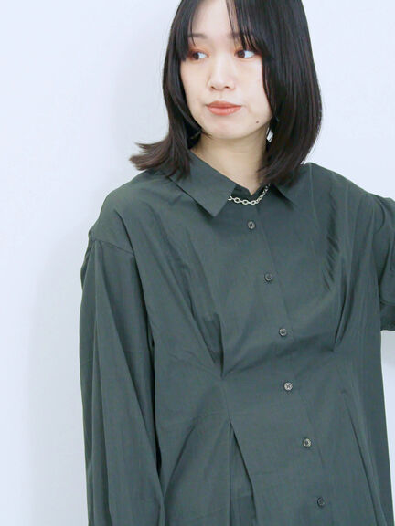 ◎マットサテンタックシャツ(チャコールグレー/ベージュ/ブラウン)|Samansa Mos2 blue(サマンサモスモス ブルー)通販