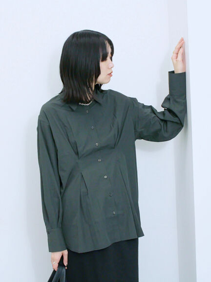 ◎マットサテンタックシャツ(チャコールグレー/ベージュ/ブラウン)|Samansa Mos2 blue(サマンサモスモス ブルー)通販