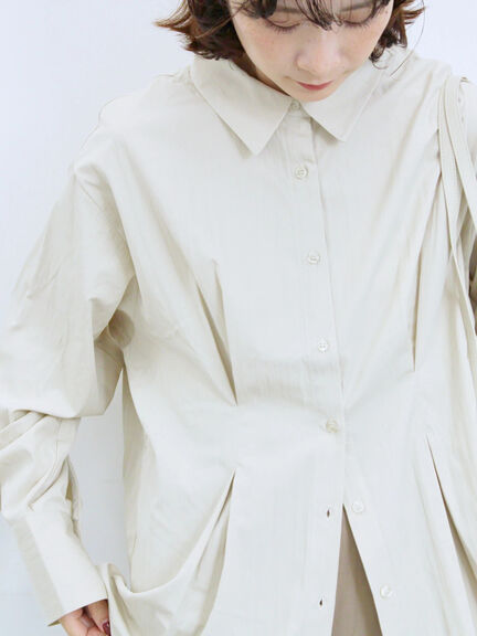 ◎マットサテンタックシャツ(チャコールグレー/ベージュ/ブラウン)|Samansa Mos2 blue(サマンサモスモス ブルー)通販