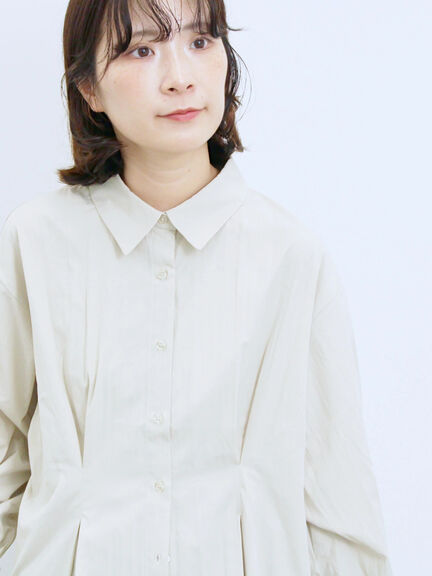 ◎マットサテンタックシャツ(チャコールグレー/ベージュ/ブラウン)|Samansa Mos2 blue(サマンサモスモス ブルー)通販