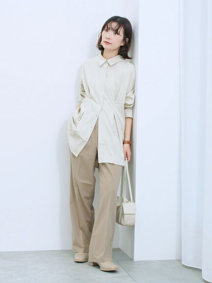 ◎マットサテンタックシャツ(チャコールグレー/ベージュ/ブラウン)|Samansa Mos2 blue(サマンサモスモス ブルー)通販