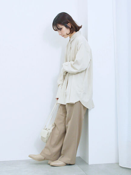 ◎マットサテンタックシャツ(チャコールグレー/ベージュ/ブラウン)|Samansa Mos2 blue(サマンサモスモス ブルー)通販