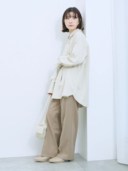 ◎マットサテンタックシャツ(チャコールグレー/ベージュ/ブラウン)|Samansa Mos2 blue(サマンサモスモス ブルー)通販