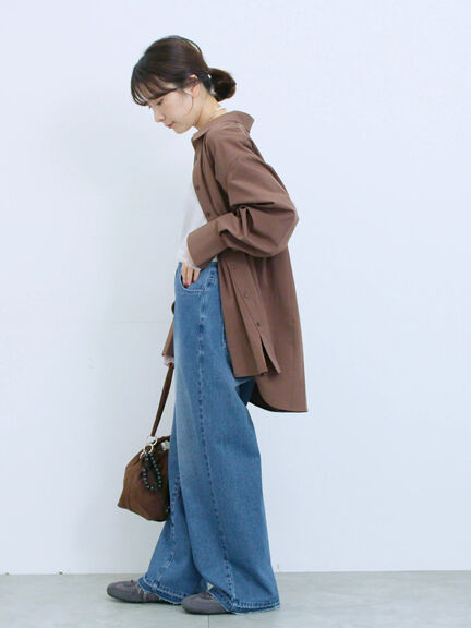 ◎マットサテンタックシャツ(チャコールグレー/ベージュ/ブラウン)|Samansa Mos2 blue(サマンサモスモス ブルー)通販