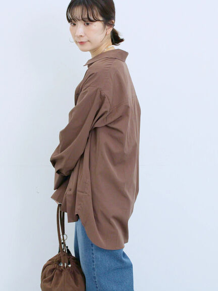 ◎マットサテンタックシャツ(チャコールグレー/ベージュ/ブラウン)|Samansa Mos2 blue(サマンサモスモス ブルー)通販