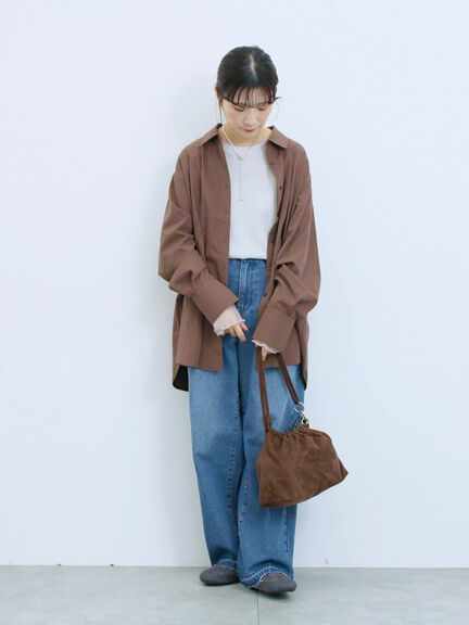 ◎マットサテンタックシャツ(チャコールグレー/ベージュ/ブラウン)|Samansa Mos2 blue(サマンサモスモス ブルー)通販