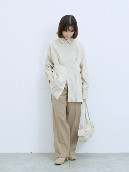 ◎マットサテンタックシャツ(チャコールグレー/ベージュ/ブラウン)|Samansa Mos2 blue(サマンサモスモス ブルー)通販