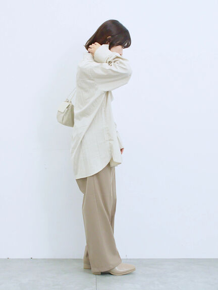 ◎マットサテンタックシャツ(チャコールグレー/ベージュ/ブラウン)|Samansa Mos2 blue(サマンサモスモス ブルー)通販