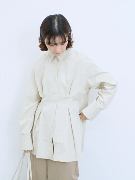 ◎マットサテンタックシャツ(チャコールグレー/ベージュ/ブラウン)|Samansa Mos2 blue(サマンサモスモス ブルー)通販