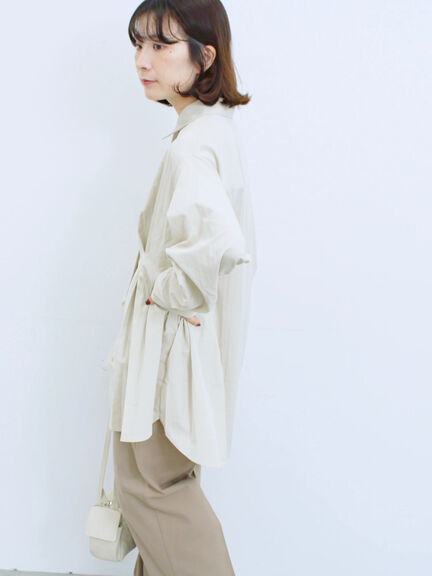 ◎マットサテンタックシャツ(チャコールグレー/ベージュ/ブラウン)|Samansa Mos2 blue(サマンサモスモス ブルー)通販