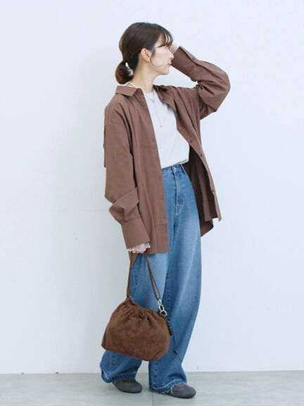 ◎マットサテンタックシャツ(チャコールグレー/ベージュ/ブラウン)|Samansa Mos2 blue(サマンサモスモス ブルー)通販