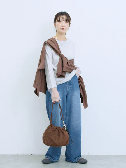 ◎マットサテンタックシャツ(チャコールグレー/ベージュ/ブラウン)|Samansa Mos2 blue(サマンサモスモス ブルー)通販