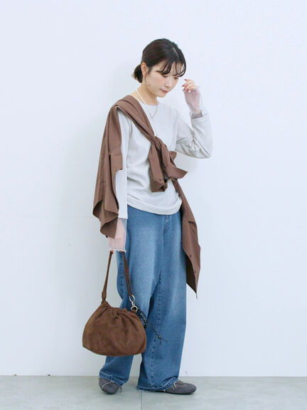 ◎マットサテンタックシャツ(チャコールグレー/ベージュ/ブラウン)|Samansa Mos2 blue(サマンサモスモス ブルー)通販